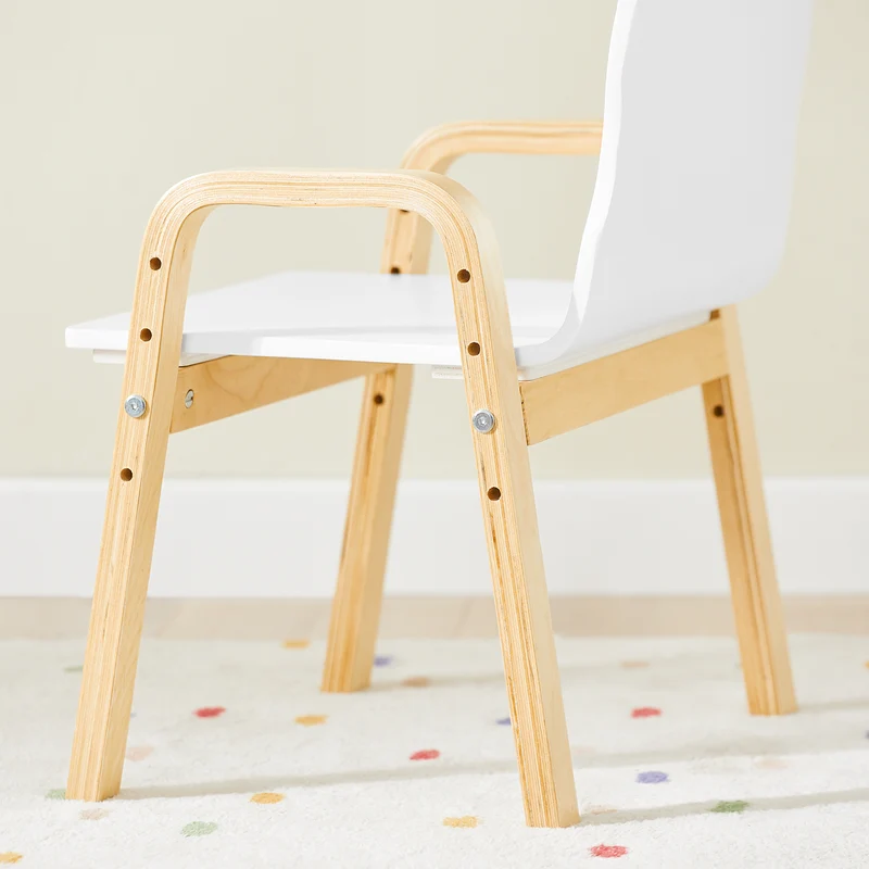 SoBuy KMB24-Wx2 Lot de 2 Chaises Enfant Réglables en Hauteur, 4 Positions 23–35 cm, Accoudoirs et Dossier, Charge Max. 75 kg – Blanc