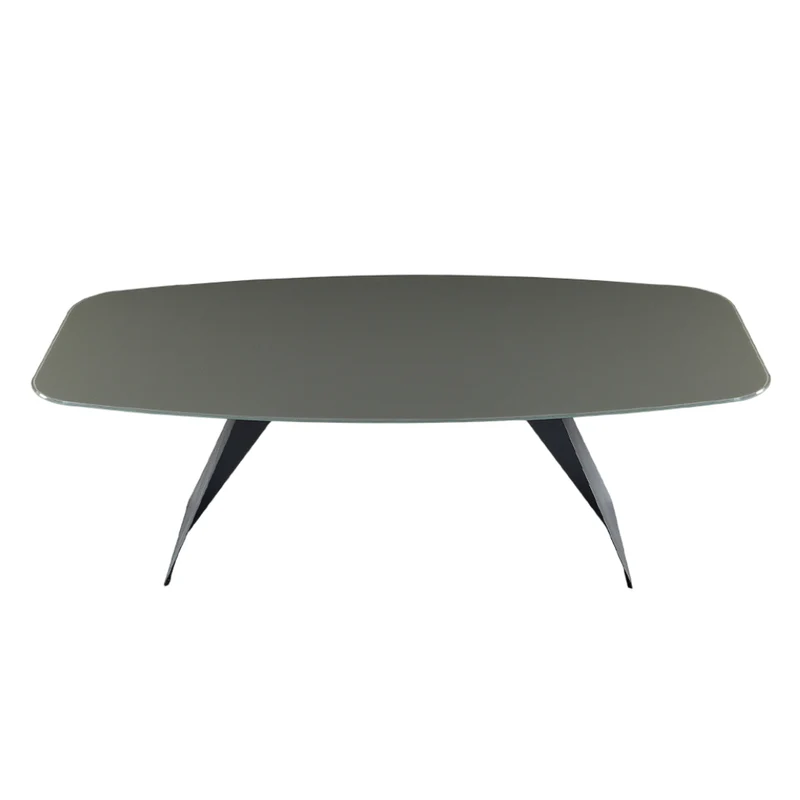 Table de salle à manger rectangulaire avec contour arrondi en verre - Hugo