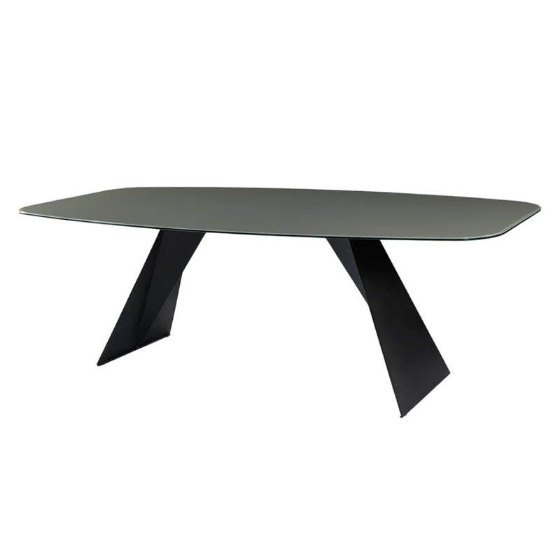 Table de salle à manger rectangulaire avec contour arrondi en verre - Hugo