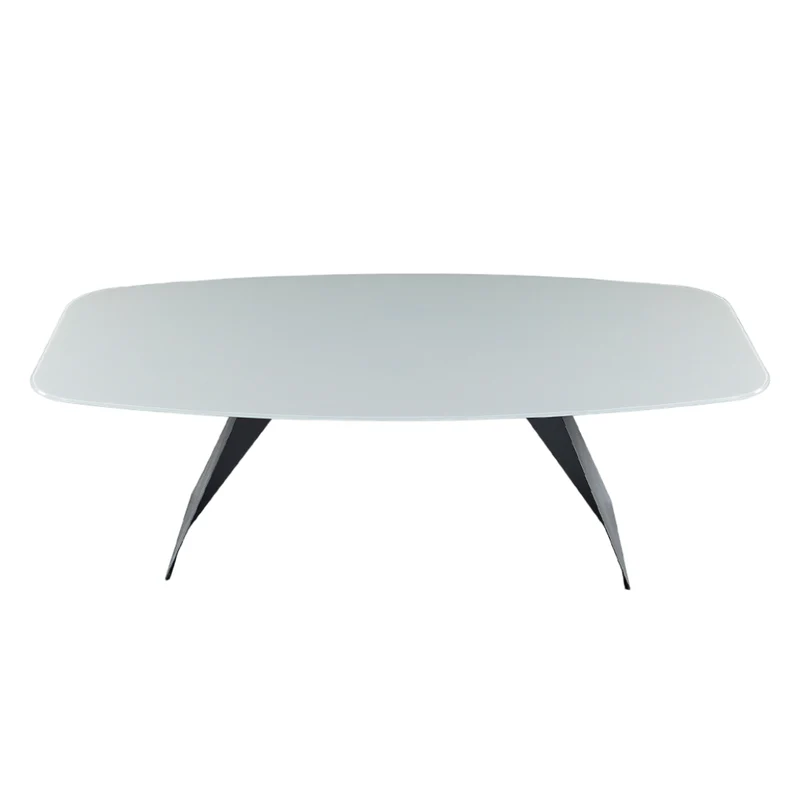 Table de salle à manger rectangulaire avec contour arrondi en verre - Hugo