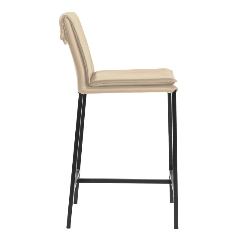 Tabouret de comptoir rembourré en cuir et métal noir - Aria