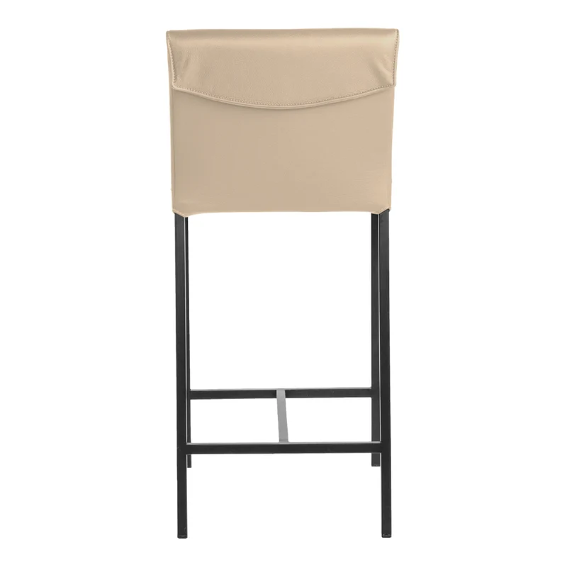 Tabouret de comptoir rembourré en cuir et métal noir - Aria