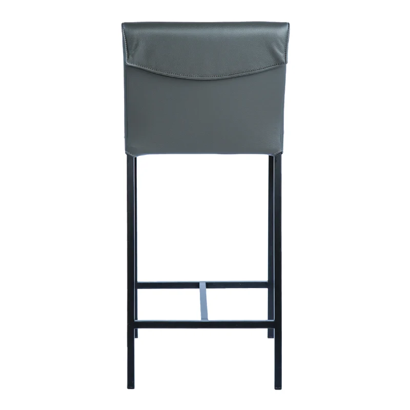 Tabouret de comptoir rembourré en cuir et métal noir - Aria
