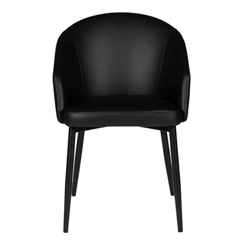 Chaise de salle à manger rembourrée en cuir avec accoudoirs - Emma