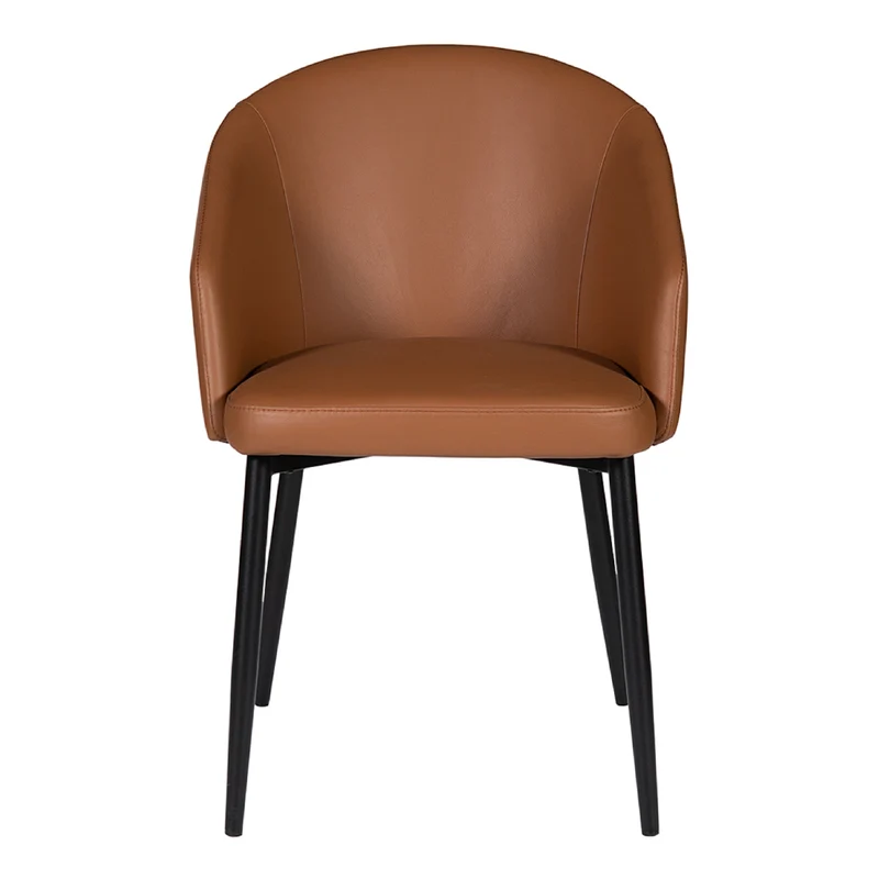 Chaise de salle à manger rembourrée en cuir avec accoudoirs - Emma