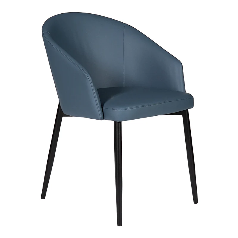 Chaise de salle à manger rembourrée en cuir avec accoudoirs - Emma