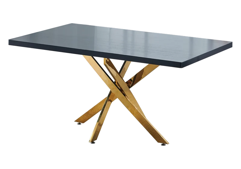 Table à manger et chaises dorées bois noir - Joy