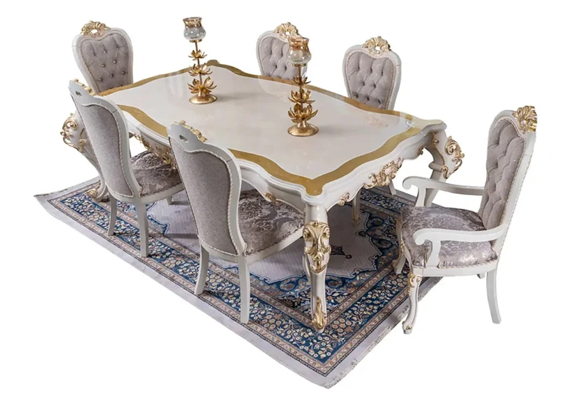 Salle à manger baroque doré blanc KELEBEK
