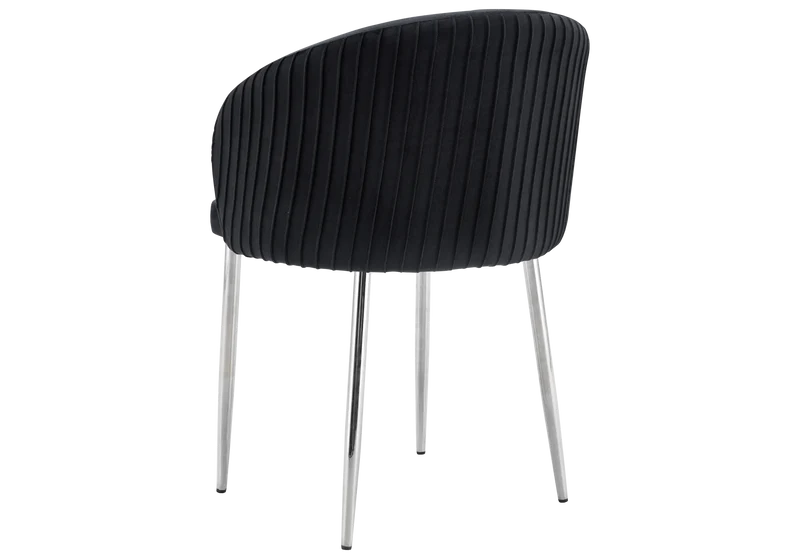 Chaise salle manger velours noir pieds chromé - Sora x2