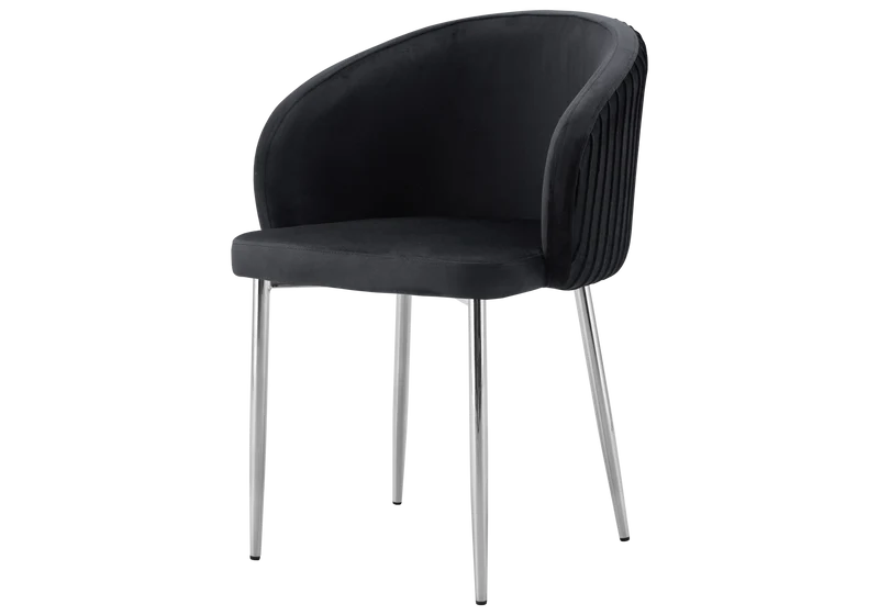 Chaise salle manger velours noir pieds chromé - Sora x2