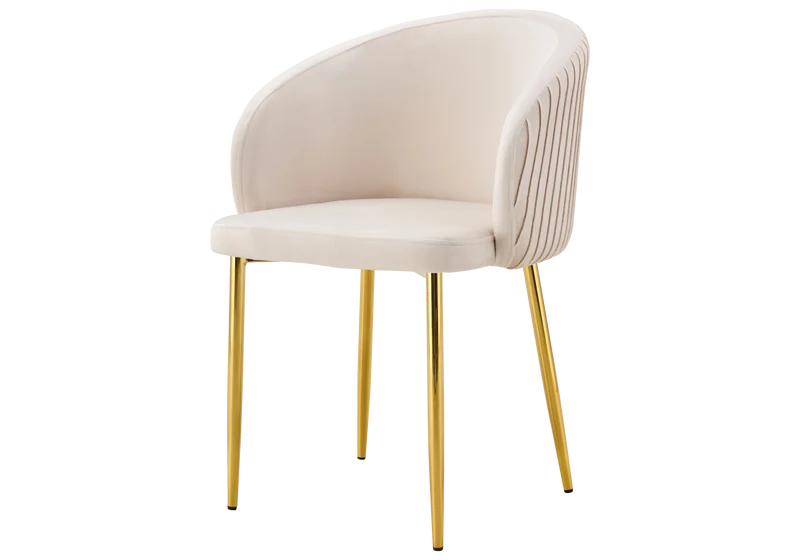 Chaise salle manger velours beige pieds doré - Sora x2