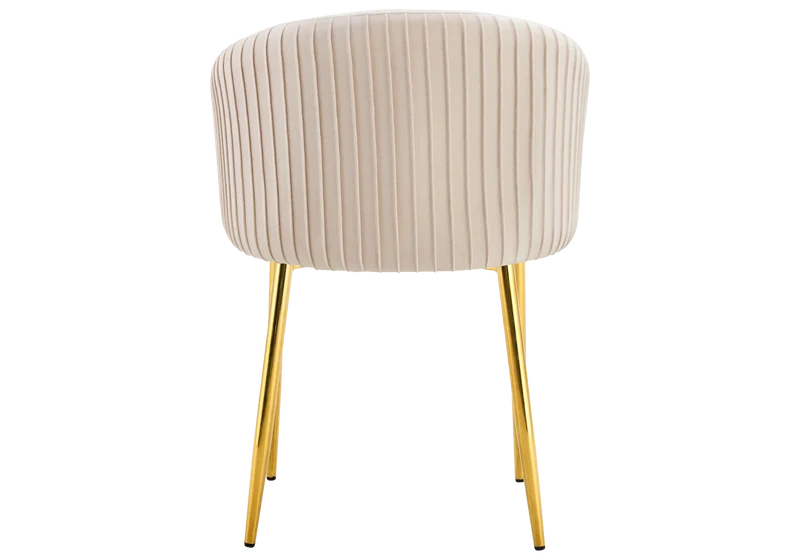 Chaise salle manger velours beige pieds doré - Sora x2