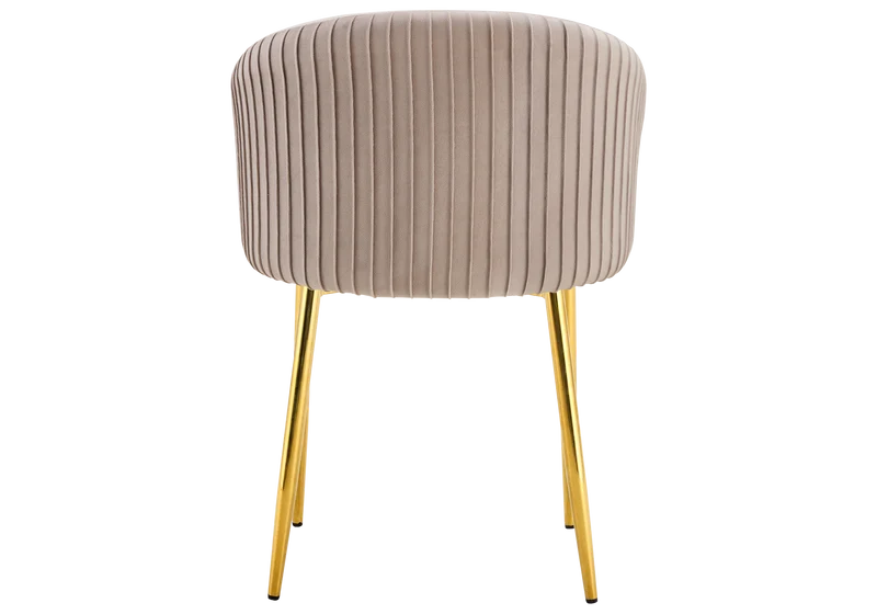 Chaise salle manger velours taupe pieds doré - Sora x2