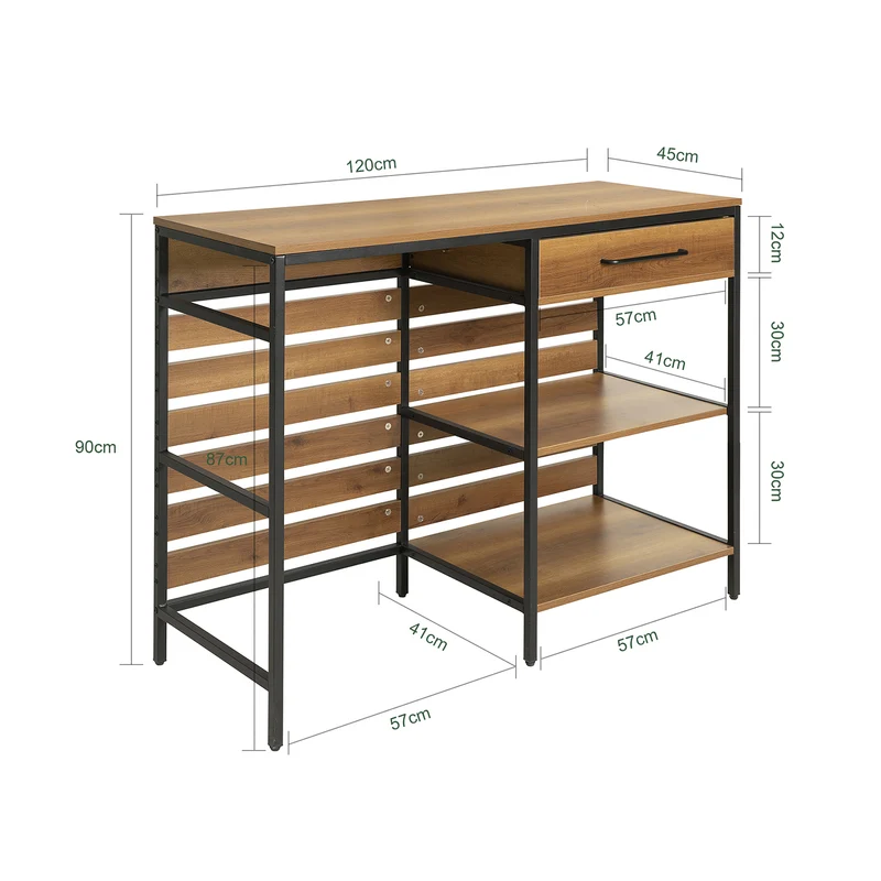 SoBuy FSB71-PF Îlot Central Cuisine Comptoir de Cuisine avec Tiroir et 2 Étagères
