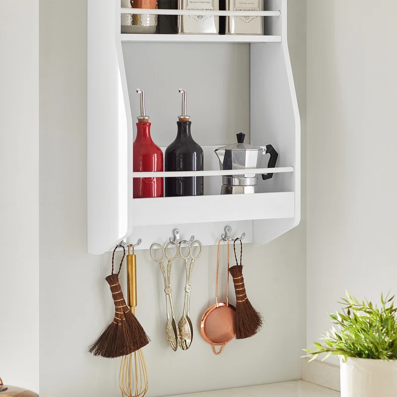 SoBuy KCR12-W Étagère à Suspendre Étagere Rangement murale Étagère à Épices Rangement Cuisine Étagère de salle de bain