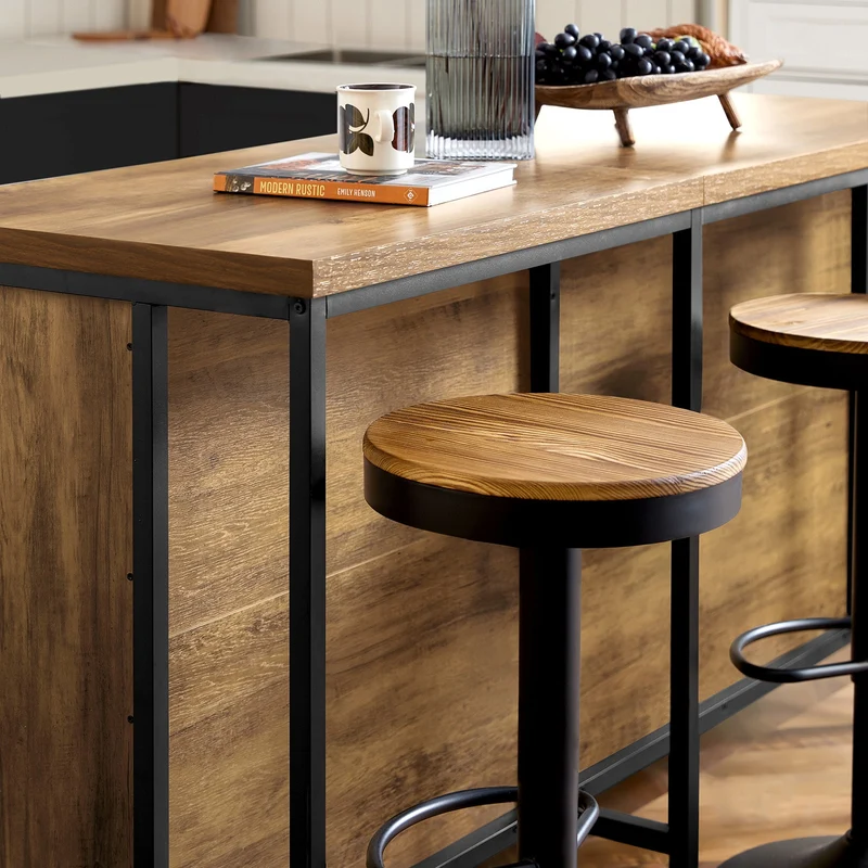 SoBuy KNL01-F Ìlot Central Cuisine Industriel 170 cm – Plan de Travail XXL, Buffet Bar Vintage