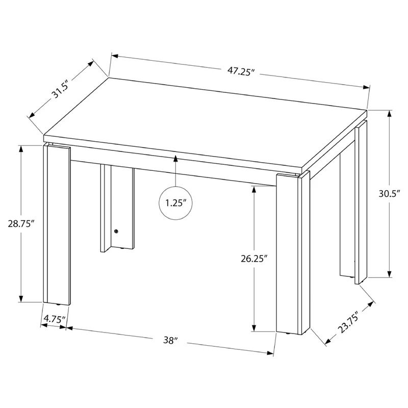Table de salle à manger rectangulaire en MDF/stratifié - I 1164-1166