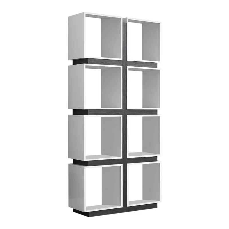Bibliothèque en MDF/stratifié blanc et gris avec 8 cubes de rangement - I 7076