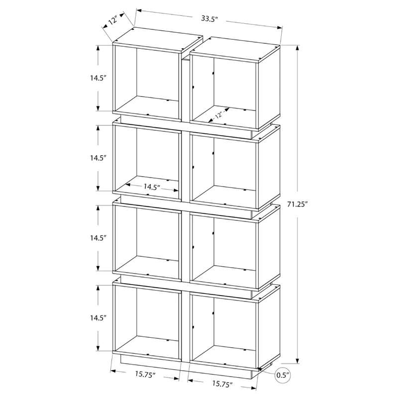 Bibliothèque en MDF/stratifié blanc et gris avec 8 cubes de rangement - I 7076