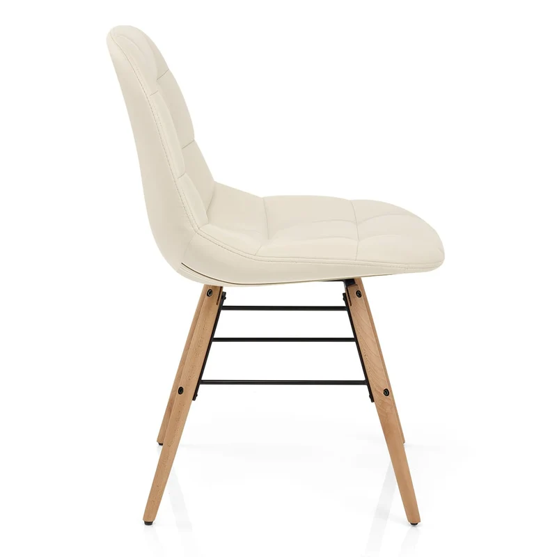 Chaise Faux Cuir Bois - Tate Crème