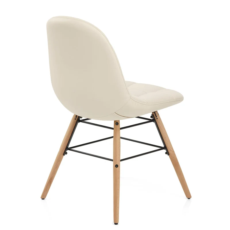 Chaise Faux Cuir Bois - Tate Crème