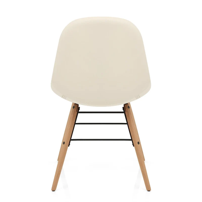 Chaise Faux Cuir Bois - Tate Crème