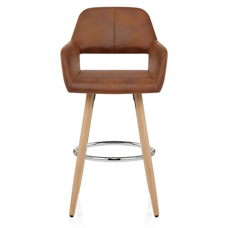 Chaise de Bar Bois Faux Cuir Antique - Kite Marron