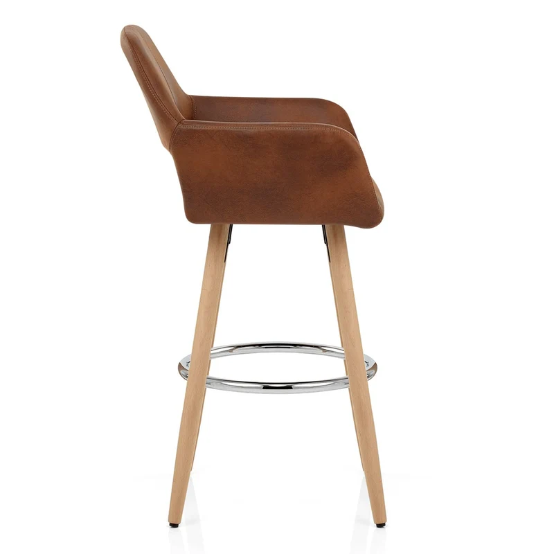 Chaise de Bar Bois Faux Cuir Antique - Kite Marron