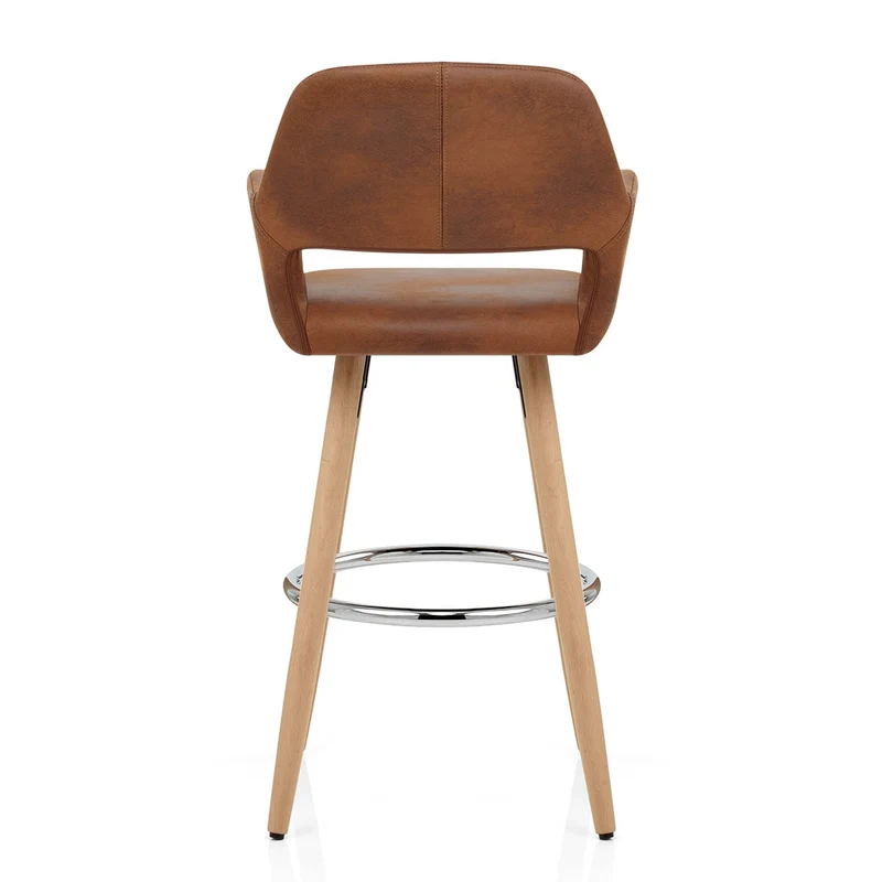 Chaise de Bar Bois Faux Cuir Antique - Kite Marron