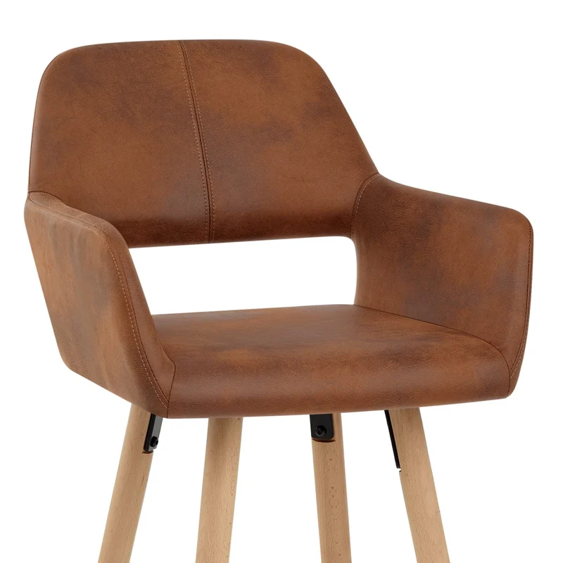 Chaise de Bar Bois Faux Cuir Antique - Kite Marron