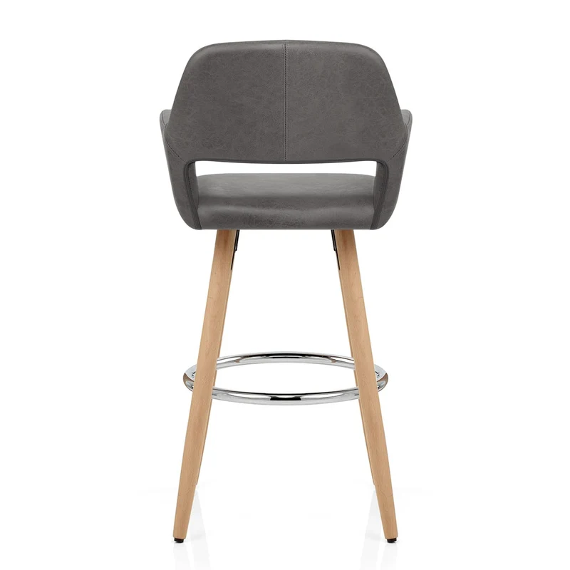 Chaise de Bar Bois Faux Cuir Antique - Kite Gris