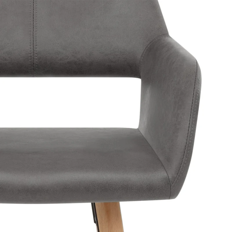 Chaise de Bar Bois Faux Cuir Antique - Kite Gris