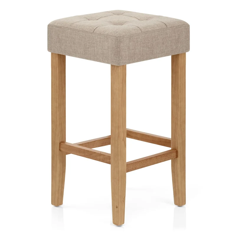 Tabouret de bar Chêne Tissu - Oliver Taupe