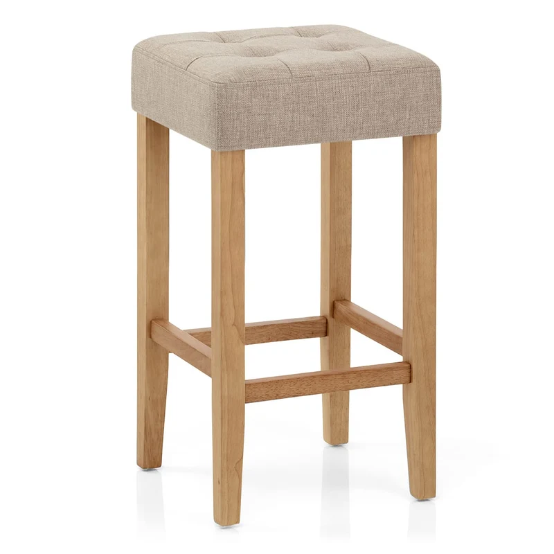 Tabouret de bar Chêne Tissu - Oliver Taupe