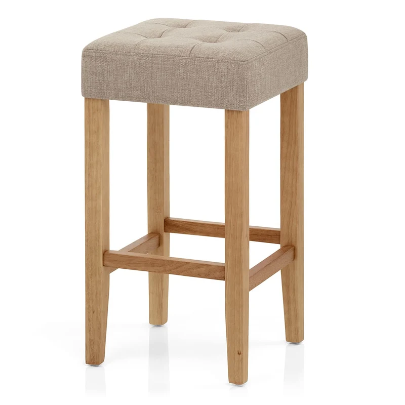 Tabouret de bar Chêne Tissu - Oliver Taupe