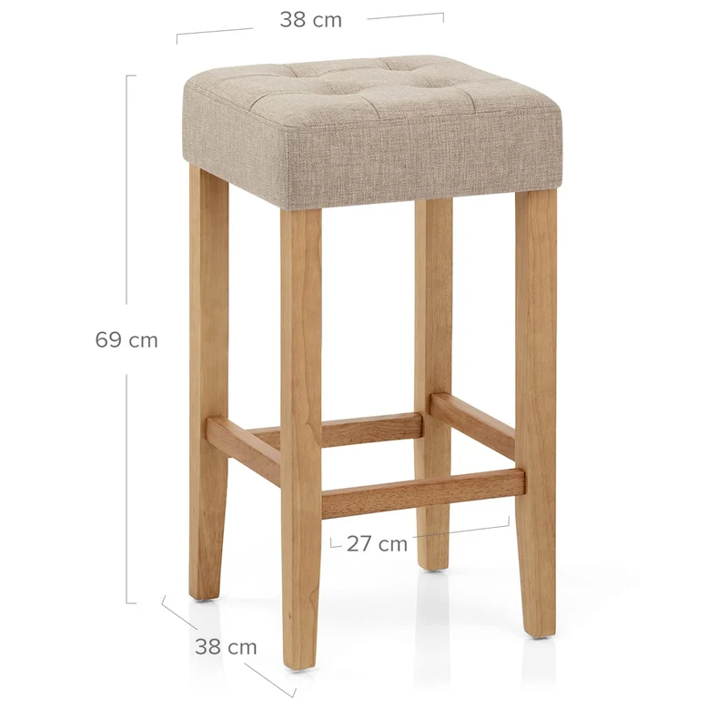 Tabouret de bar Chêne Tissu - Oliver Taupe
