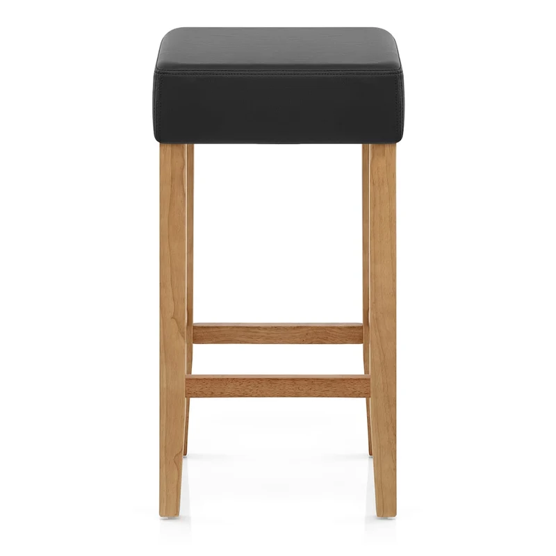 Tabouret de bar Chêne Faux Cuir - Oliver Noir