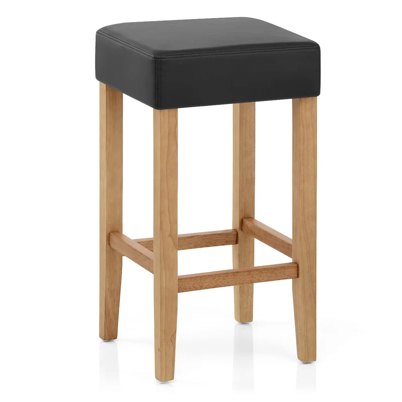Tabouret de bar Chêne Faux Cuir - Oliver Noir