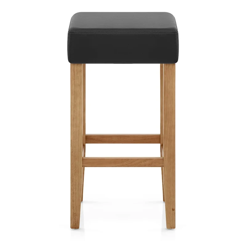 Tabouret de bar Chêne Faux Cuir - Oliver Noir