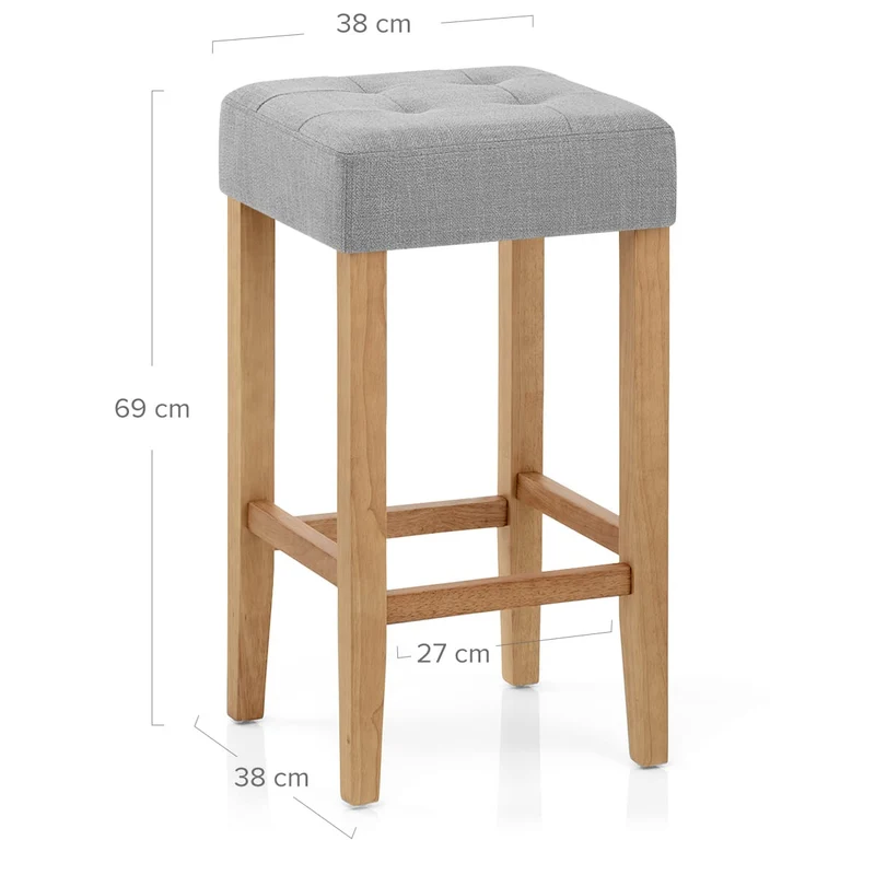 Tabouret de bar Chêne Tissu - Oliver Gris