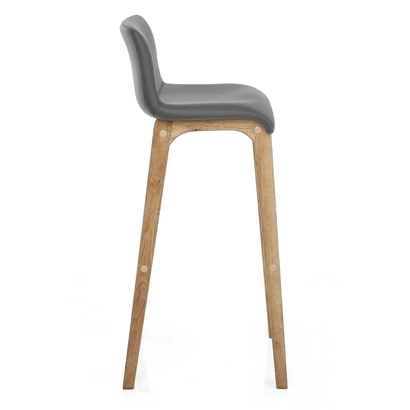 Tabouret de Bar Faux Cuir Bois - Wave Gris