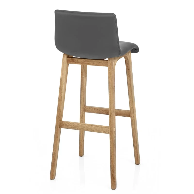 Tabouret de Bar Faux Cuir Bois - Wave Gris