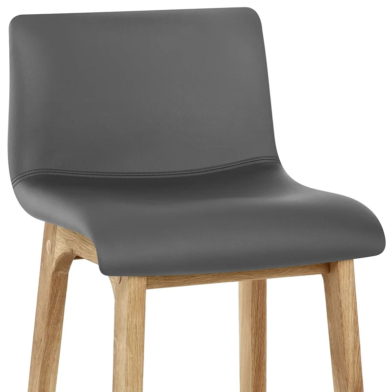 Tabouret de Bar Faux Cuir Bois - Wave Gris