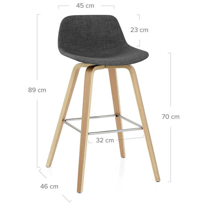 Tabouret De Bar Bois Tissu - Reef Gris Foncé