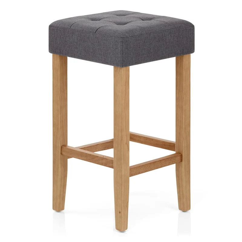 Tabouret de bar Chêne Tissu - Oliver Gris Foncé