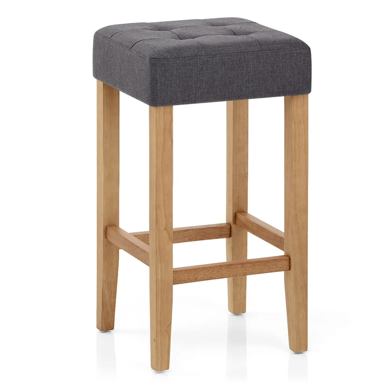 Tabouret de bar Chêne Tissu - Oliver Gris Foncé