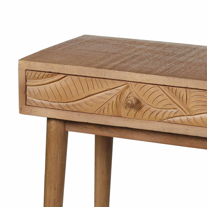 Console sculptée 2 tiroirs en bois massif manguier - Floria