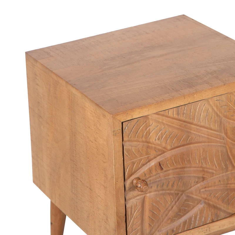 Chevet droit sculpté en bois massif manguier - Floria