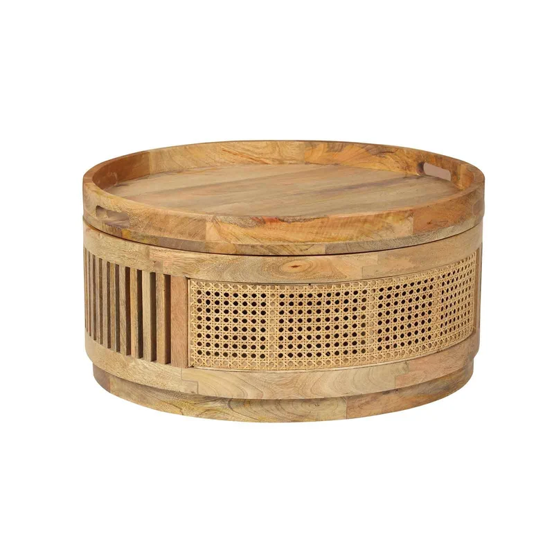 Set de 2 tables basses manguier et cannage