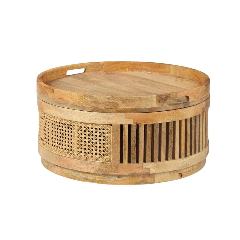 Set de 2 tables basses manguier et cannage